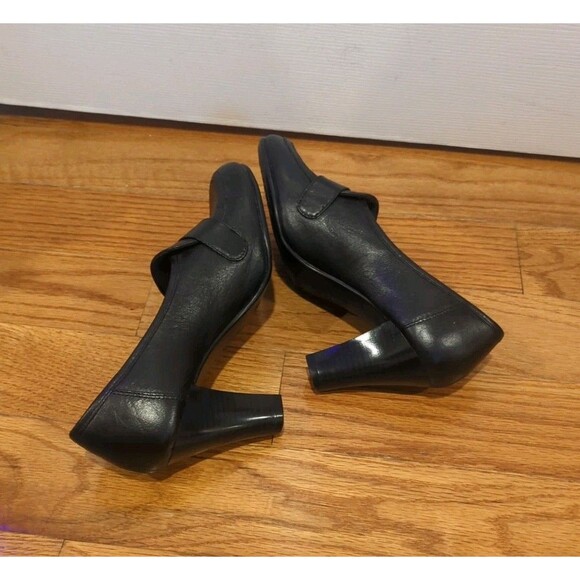 aerosoles Black Chunky Block Heel Penny Loafers Retro Y2K Goth Grunge Emo - Picture 5 of 7